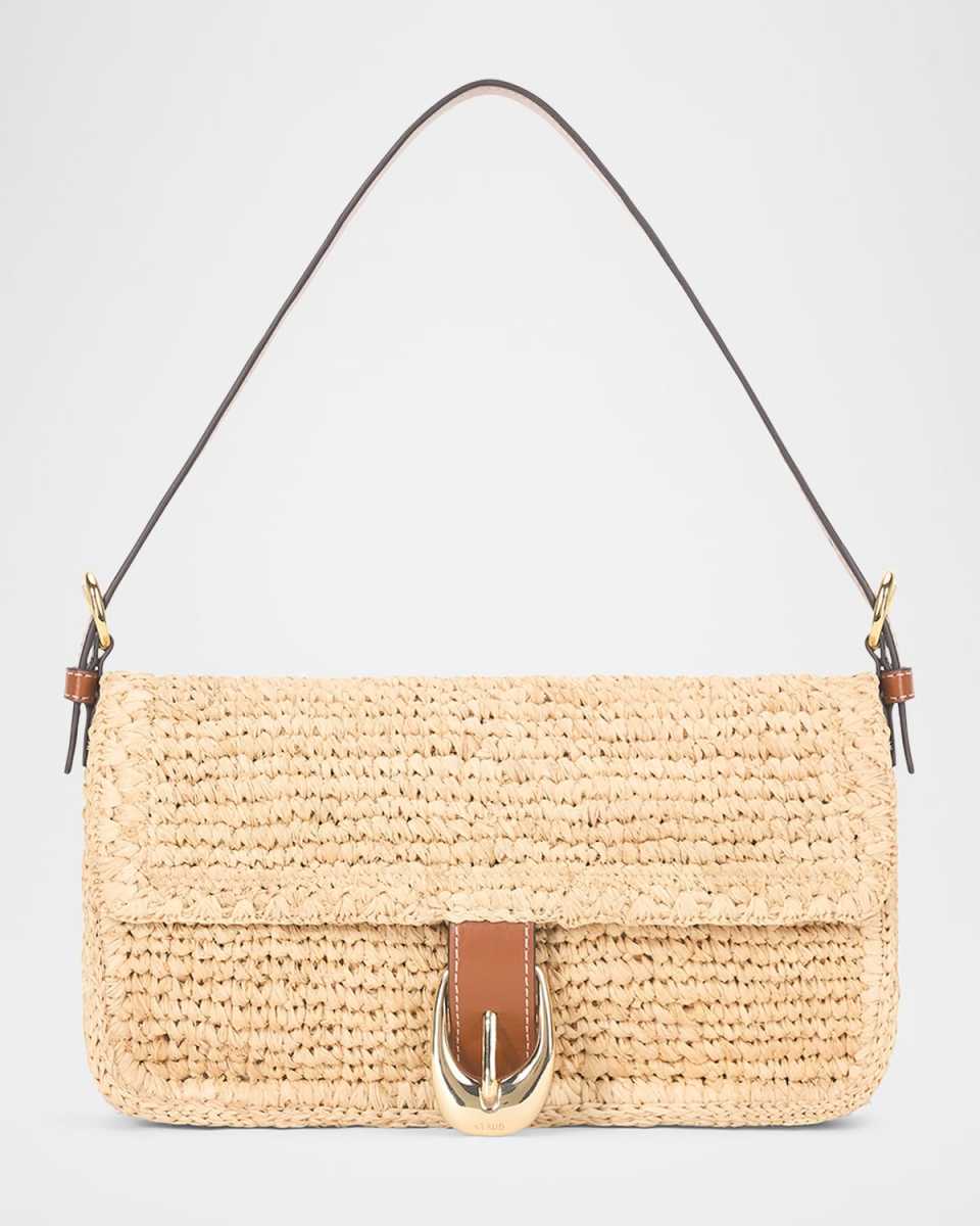 Harlow Flap Raffia Shoulder Bag